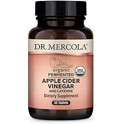 Dr. Mercola, Organic Fermented Apple Cider Vinegar and Cayenne Pepper, 30 Servings 30 Tablets, Supports a Healthy Metabolism, Non GMO, Soy Free, Gluten Free, USDA Organic