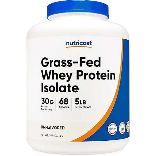Nutricost Grass-Fed Whey Protein Isolate Unflavored 5LBS - rBGH Free, Non-GMO & Gluten Free