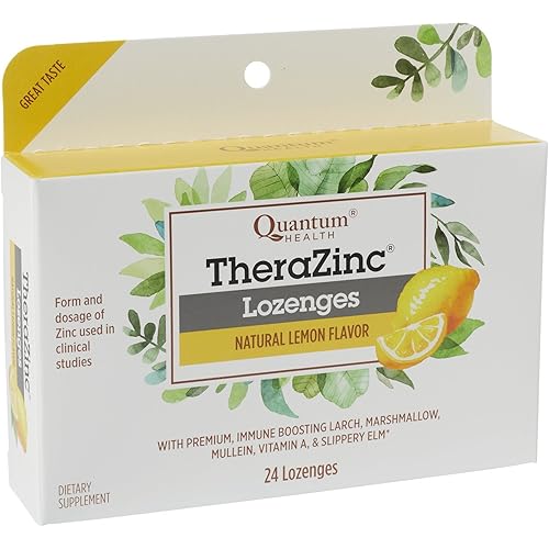 Quantum Health TheraZinc Lemon Lozenges, Made with Zinc Gluconate for Immune Support, 24 Count