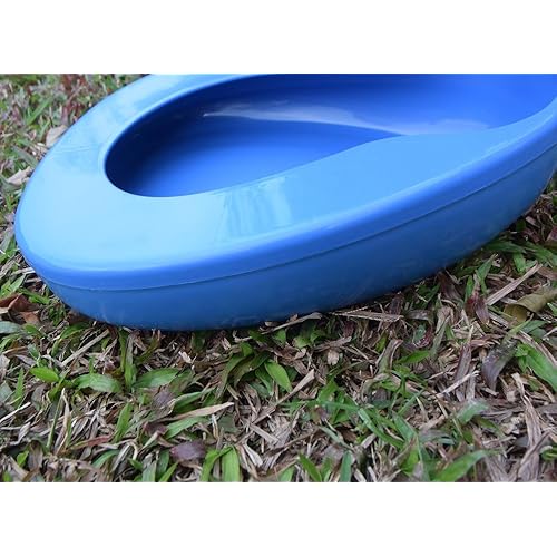 YUMSUM Firm Thick Stable PP Bedpan Heavy Duty Smooth Countoured for Bed-Bound Patient Blue