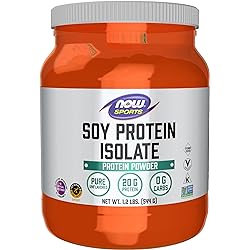 NOW Sports Nutrition, Soy Protein Isolate 20 G, 0 Carbs, Unflavored Powder, 1.2-Pound