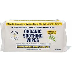 Dr Butler’s Organic Soothing Wipes – All Natural, Hypo-Allergenic Wipes Safe to use during Hemorrhoid Treatment to Help Moisturize and Soothe Dry Sensitive Skin with Chamomile and Essential Oils 1 Pack – 60 Count