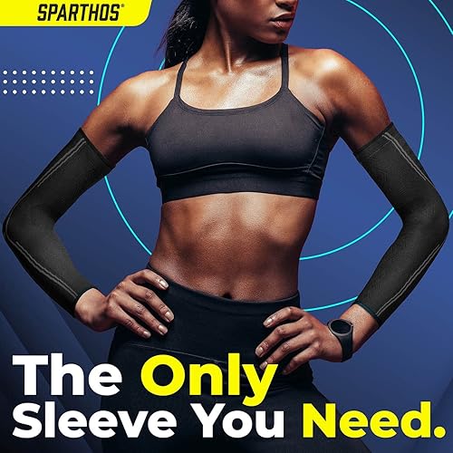 Sparthos Arm Compression Sleeves - Aid in Recovery and Support Active Lifestyle - Innovative Breathable Elastic Blend
