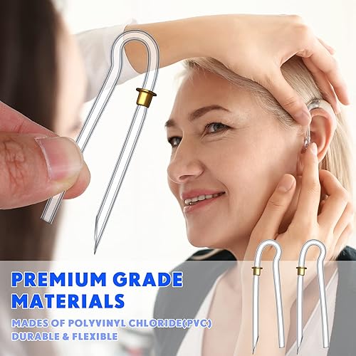 12 Pcs Hearing Aid Tubes Preformed BTE Earmold Tubing 3.5 x 2 mm Hearing Aid Replacement Tube with Gold Lock Hearing Amplifiers Ear Tubes for Hearing Aids