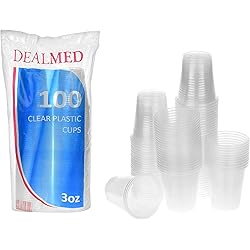 Dealmed Disposable Plastic Cups – 100 Clear Cups, 3 oz Disposable Cups, 100% Recyclable Cups, Ideal for Doctor's Offices, School Nurse's, Hospitals, at Home and More