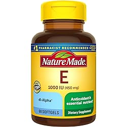 Nature Made Vitamin E 450 mg 1000 IU dl-Alpha Softgels, 60 Count for Antioxidant Support