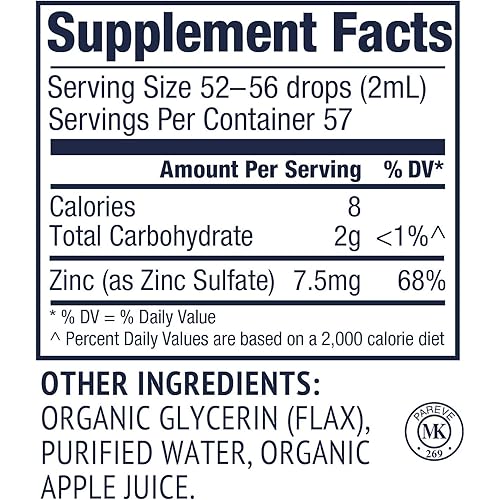 Vimergy USDA Organic Zinc Sulfate – Alcohol Free Liquid Zinc Supplements – Supports Healthy Immune System & Metabolism – Antioxidant – Gluten-Free, Non-GMO, Kosher, Vegan & Paleo Friendly 115 ml