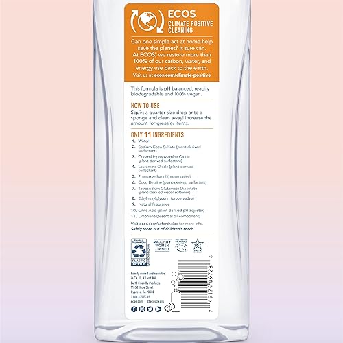 ECOS® Hypoallergenic Dish Soap, Natural Apricot, 25oz by Earth Friendly Products Pack of 2