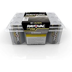 Rayovac Batteries ALD-12PPJ UltraPro Industrial Alkaline Battery, D Size, Standard, Black Pack of 12