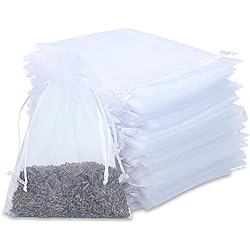 Kslong 100PCS White Sheer Organza Bags Drawstring 3x4, Small Jewelry Mesh Bags Drawstring, Mesh Party Wedding Favor Bags for Small Business,Gift,Candy,Bracelet Packaging,Empty Sachet Bags