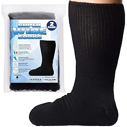 2 Pairs of Impresa Extra Width Socks for Lymphedema - Bariatric Sock - Oversized Sock Stretches up to 30'' Over Calf for Swollen Feet And Mens and Womens Legs - One Size Unisex