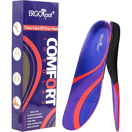 Plantar Fasciitis Arch Support Insoles for Men and Women Shoe Inserts Relieve Flat Feet, High Arch, Foot Pain L: Mens 10-12 Womens 11-13