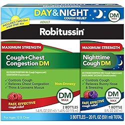 Robitussin DM Max Cough and Chest Congestion Day and Night,3 Bottles 20 oz