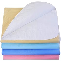 4 Pack - Heavy Weight Soaker 34x36 Waterproof Reusable Incontinence UnderpadsWashable Incontinence Bed Pads - Green, Tan, Pink and Blue - Great for Adults, Kids and Pets - 9oz Soaker