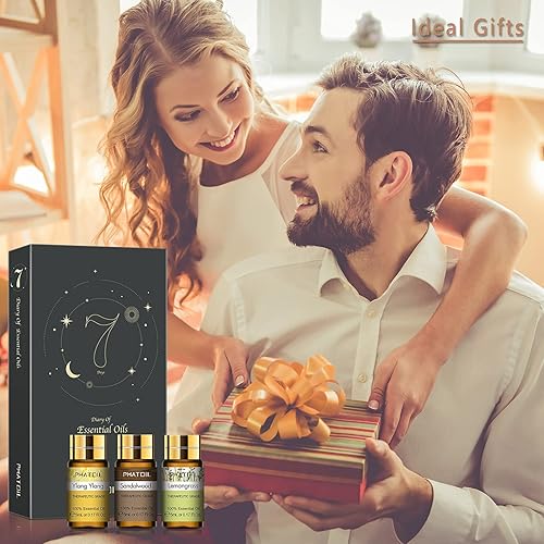 PHATOIL 12PCS Essential Oils Set with Diffused Wood and Nice Box, 5ml Essential Oils for Diffusers for Home, Gifts for Families and Friends