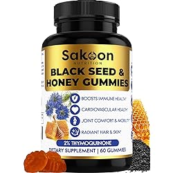 Black Seed Oil & Honey Gummies W 2% THYMOQUINONE | Nigella Sativa Seeds| Super antioxidant for Immune Support, Joints, Digestion, Hair & Skin | 60 Gummies