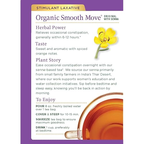 Traditional Medicinals Organic Smooth Move Laxative Tea, 16 Tea Bags Pack of 3