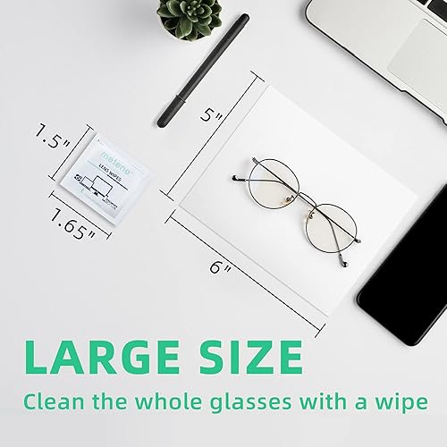Metene 450 Pack Lens Cleaning Wipes, Pre-Moistened and Individually Wrapped Eyeglass Wipes, Glasses Cleaner for Eyeglasses, Camera Lens, Tablets, Phone, Computer Screen and Other Delicate Surfaces