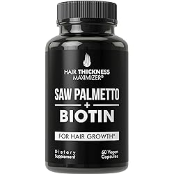 Saw Palmetto Biotin Advanced 2-in-1 Combo for Hair Growth. Vegan Capsules Supplement with Natural Saw Palmetto Extract 10000mcg Biotin. Hair Loss and Regrowth Pills for Men and Women. DHT Blocker