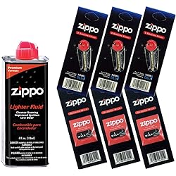 Zippo Gift Set - 4 Fl.oz Fluid Fuel and 3 Wick Card & 3 Flint Card 18 Flints