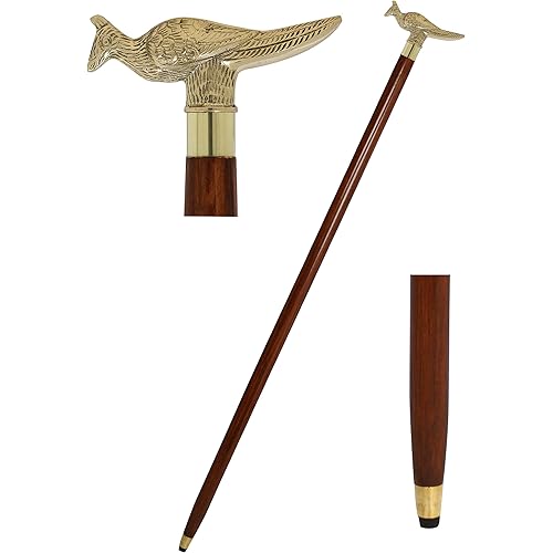 36" Peacock Walking Stick - Inspired by Irish Walking Stick Designs - Handcrafted Canes and Walking Sticks