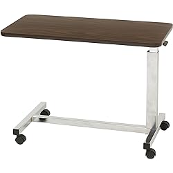 Drive Medical Low Height Overbed Table, Walnut