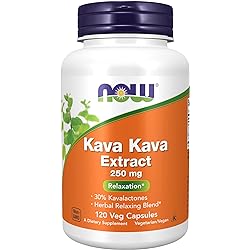 NOW Supplements, Kava Kava Extract 250 mg, 30% Kavalactones, Herbal Relaxation Blend, 120 Veg Capsules