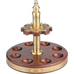 Scotte Tobacco Pipe Stand Wooden 360 Degree Rotatable Tobacco Pipe Display Rack for 8 Smoking Pipes with Carved Pattern Decoration Tobacco Pipe Accessories