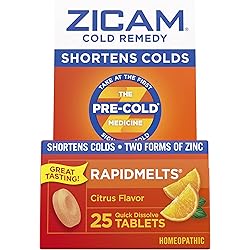 Zicam Cold Remedy Rapidmelts Citrus Flavor 25 tabs Pack of 3