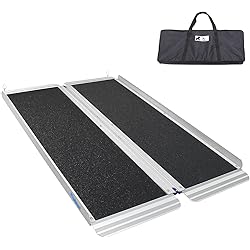 Ruedamann Wheelchair Ramp, Wider Design Threshold Ramp with Carrying Bag, Portable and Foldable Design, 600 Pound Capacity, Non-Skid Surface, for Home, Steps, Stairs, Doorways 4 Foot, Pack of 1
