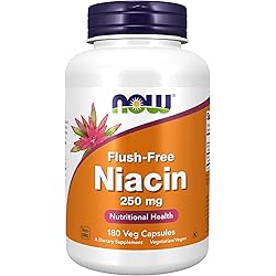 NOW Supplements, Niacin Vitamin B-3 250 mg, Flush-Free, Nutritional Health, 180 Veg Capsules