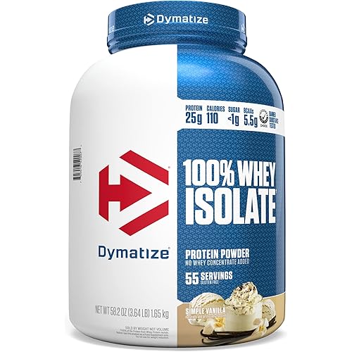 Dymatize 100% Whey Protein Isolate Powder, Simple Vanilla 55 Servings