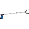 HealthSmart Adjustable Length Reacher Grabber with Rotating Jaw, Contour Grip Handle and 5.5 Inch Jaw Opening, Adjustable Length Design from 30 to 44 Inches with Locking Ring, Blue and Silver