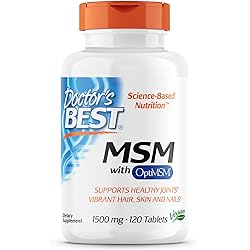 Doctor's Best MSM with OptiMSM, Non-GMO, Gluten Free, Joint Support, 1500 mg, 120 Tablets DRB-00097