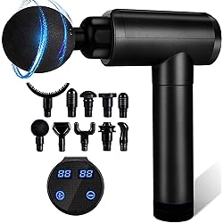 Massage Gun, Muscle Therapy Gun for Athletes, Deep Tissue Percussion Body Muscle Massager with 30 Adjustable Speeds, 10 Types of Massage Heads, Handheld Massager for Neck Back Pain Relief Black
