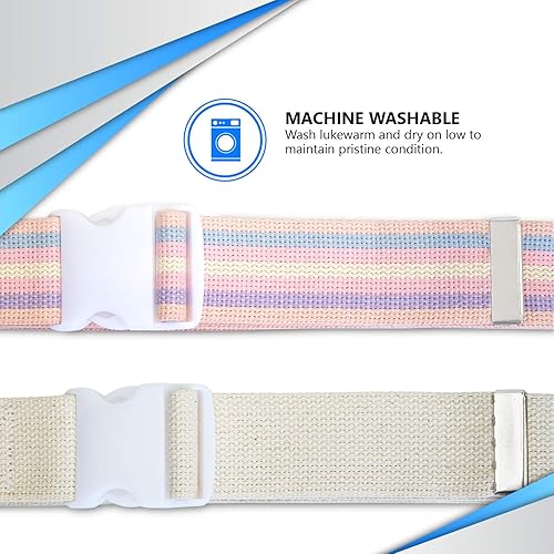 NYOrtho Plastic Buckle Gait Belt - Adjustable Machine Washable Strong and Durable Material Latex Free, Pastel, 54&#34