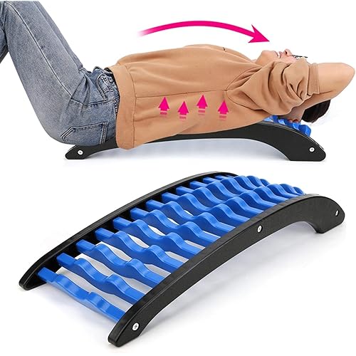 Bright Neck Back Stretch Massage Equipment Relieve Lumbar Spine PainLumbar Spine Enhancement Blue and Black
