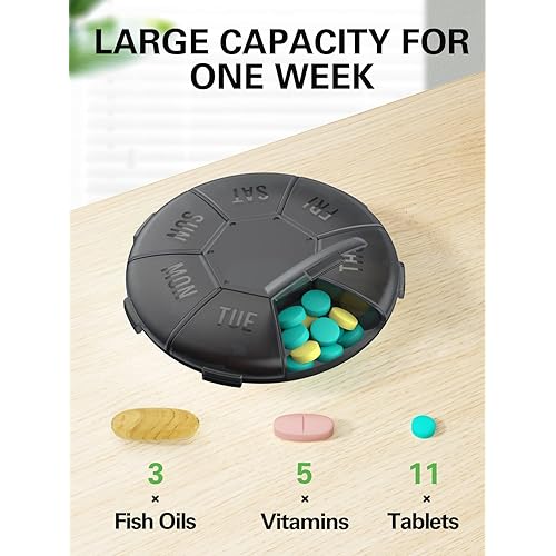 Small Pill Organizer Weekly 2 Pack, Barhon 7 Day Daily Pill Box Cases, 2 Weeks Portable Medicine Container for Vitamin Fish Oil Supplements