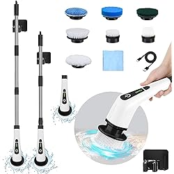 LOSUY Electric Spin Scrubber, 2022 New Cordless Cleaning Brush with 7 Replaceable Brush Heads and Adjustable Extension Handle, Power Shower Scrubber for Bathroom, Floor, Glass and Home Cleaning, Etc