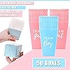 50 Pack Gender Reveal Paper Popcorn Boxes Blue Pink Decorative Dinnerware Mini Popcorn and Candy Favor Treat Boxes Team Boy Girl Paper Popcorn Boxes for Baby Shower Gender Reveal Party Supplies