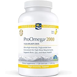 Nordic Naturals ProOmega 2000, Lemon Flavor - 120 Soft Gels - 2150 mg Omega-3 - Ultra High-Potency Fish Oil - EPA & DHA - Promotes Brain, Eye, Heart, Immune Health - Non-GMO - 60 Servings