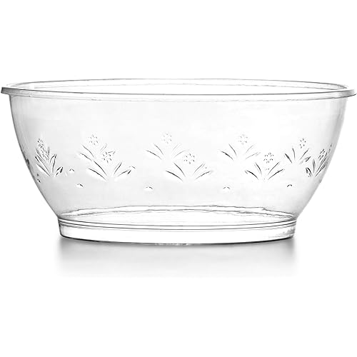 Clear Mini Plastic Bowls - Bulk 100 Pack 6 Oz Disposable Premium Hard Plastic Dessert Bowls for Serving, Weddings, Catering, Parties, Ice Cream, Home or Event Party Supplies