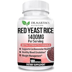 Red Yeast Rice Extract 1400mg | 180 Count | Supports Cardiovascular, Heart Health Health Blood Circulation and Overall Health