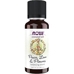 NOW Essential Oils, Peace, Love and Flowers, Sweet Floral Aromatherapy Scent, Blend of Pure Essential Oils, Vegan, Child Resistant Cap, 1-Ounce
