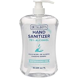 Dr. Talbot's Refreshing Gel Hand Sanitizer with Easy Pump, Fragrance Free, 1 Liter, 33.81 Fl Oz