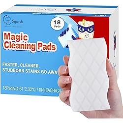 Magic Sponge Eraser,Squish 18Pack Magic Cleaning Pads for Walls Oven, Kitchen, and Shoe Cleaner, Magic Erasers with Melamine Foam, Universal Cleaner
