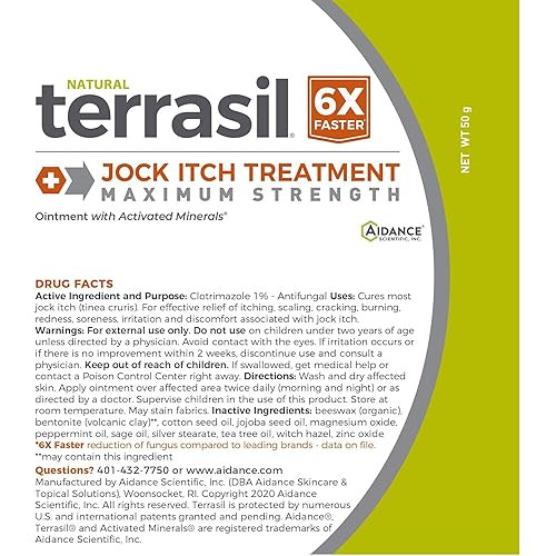 Jock Itch Treatment MAX - 6X Faster Than Leading Brands Natural Antifungal Ointment Treats Tinea Cruris Relieves Jock Itch Irritation by terrasil - 50 Grams