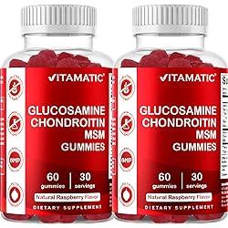 Vitamatic 2 Pack Glucosamine Chondroitin Gummies with MSM & Vitamin E - Joint Support - 60 Pectin Based Gummies