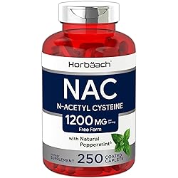 NAC Supplement | 1200 mg 250 Caplets | N Acetyl Cysteine | with Natural Peppermint | Non-GMO, Gluten Free | by Horbaach