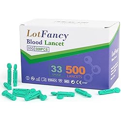 LotFancy Lancets for Blood Testing, 33 Gauge, 500 Counts, Twist Top Diabetic Lancets for Glucose Diabetes Testing, Sterile, Disposable